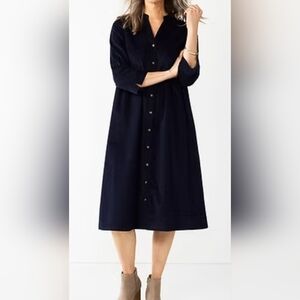 Croft & Barrow size Small Button-Down Dark Blue 100% Cotton Midi Dress